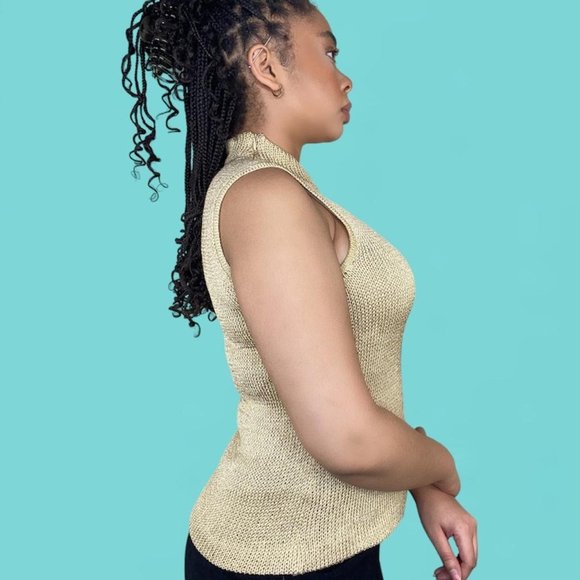 Vintage 80s/90s Sparkly Knit Turtleneck Vest - Picture 3 of 4